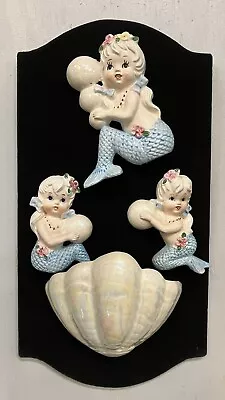 Vintage MCM Mermaids With Bubbles Plaques And Shell • $58