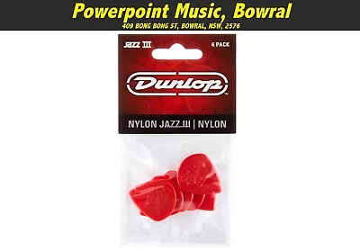 Jim Dunlop Red Nylon Jazz III Guitar Pick Players Pack QTY 6 • $8.95