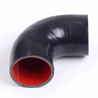 BLACK-RED 90Degree Hose 4  To 4.0  Inch 102 Mm Turbo Silicone Elbow Coupler Pipe • $12.88