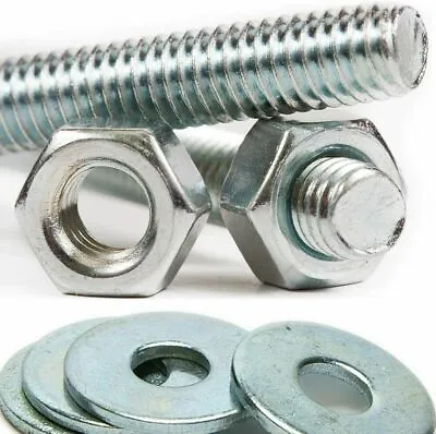 £1.79 • Buy M3,M4, M5 Steel Threaded Bar A2 Stainless + FULL NUTS + WASHERS - Rod Studding 