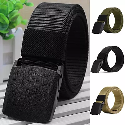 Mens Elasticated Military Tactical Stretch Belt Quick Release Buckle Waistband • $6.82