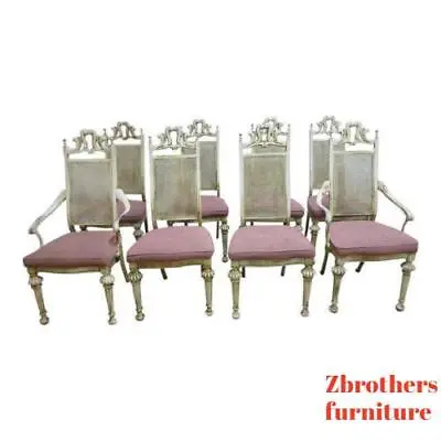 8 Vintage Cast Aluminum French Regency Carved Louis XV Dining Room Chair Set • $1599