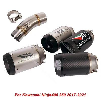 Slip For Kawasaki Ninja 400 250 Z400 2017-2021 Exhaust Tips Carbon Mid Link Pipe • $113.39