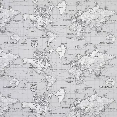 World Atlas Map Grey Tablecloth Various Size • £26