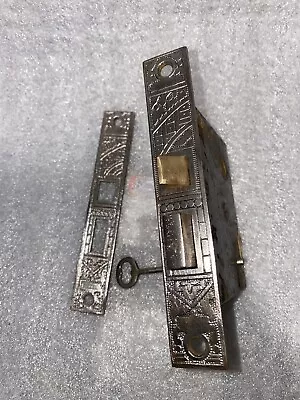 Antique Mortise Lock & Faceplate  By Corbin  Ceylon  C1895 • $75