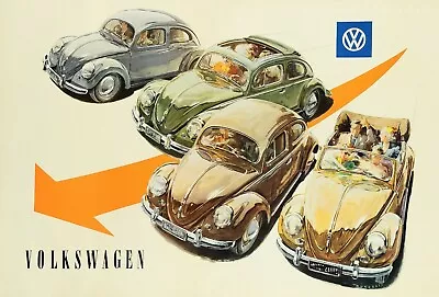 VW Beetle Bug 1950 Volkswagen Dealer Ad | 24 X 36 Inch  • $23.99