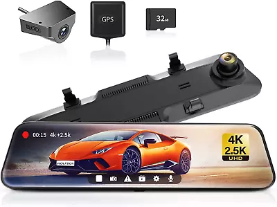 $424.95 • Buy Rear View Mirror Camera:Mirror Dash Cam Front And Rear 4K+2.5K For Car With 12  