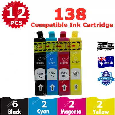 12x Compatible Ink Cartridge 138 T138 For Epson WF 545 435 7510 633 3530 645 630 • $30.80