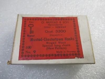 Mustad 3300 Black Chestertown Hooks 100 Pcs Sz 9 Flounder Special Long Shank Fly • $10.99