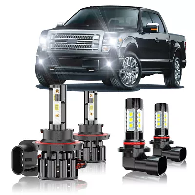 FOR 2004-2014 Ford F 150 LED Headlight Hi/Lo+Fog Light 4 Bulbs Combo Kit White • $43.74