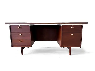 1960s Leopold Mid Century Modern Walnut Executive Desk • $2500