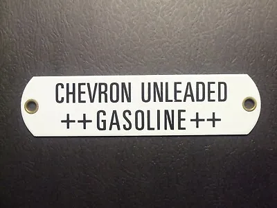 Vintage Chevron Gas Pump Sign Small Unleaded Porcelain Gasoline Plus Garage Oil • $25.08