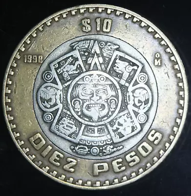 1998 MEXICO $10 PESOS Bi-Metal Mexican Diez Pesos - Lot #7781 • $5.50