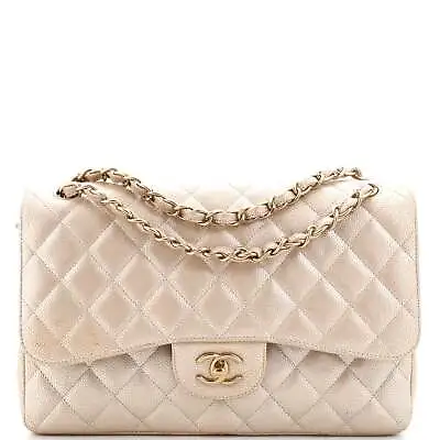 Chanel Classic Double Flap Bag Quilted Caviar Jumbo Neutral • $5072.10