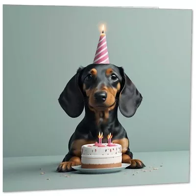 Funny Dachshund Birthday Card 145mm X 145mm • £2.99