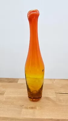 VTG MCM Blenko Art Glass 11  Tangerine Ombre Hand Blown Vase • $49.99