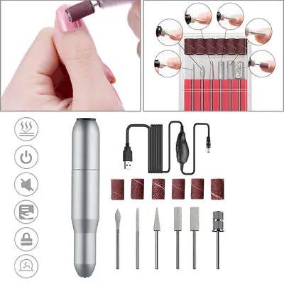 Electric Nail Grinder Drill Manicure Grinding Pen Rotary Tool Polishing-Set New • £11.73