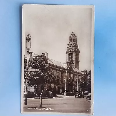 Walsall Postcard 1931 Real Photo Cinema Sign Town Hall Old Cars West Midlands • £8.95