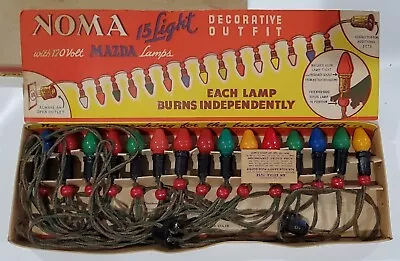 Vintage Christmas 15 Light Noma Mazda Lamps With Box(damaged) UNTESTED For Parts • $100