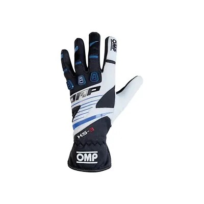 OMP Racing Karting Gloves KS-3 MY19 Black/blue - Size 4 • $66.67