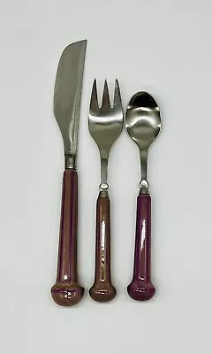 Denby Langley Gypsy Oval Place Knife Fork Soup Spoon England Purple • $40