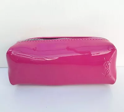 YSL Beauty Fuchsia Patent Leather Makeup Cosmetic Bag / Pouch / Brush Case NEW • $22.95