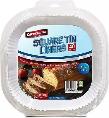 Square Tin Liners Baking 9 Inch – 40 Non-Stick Baking Paper Liners For Baking An • £13.52