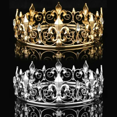 Medieval Men's Imperial Fleur De Lis King Crown Gold/silver 18cm Diameter • $16.97