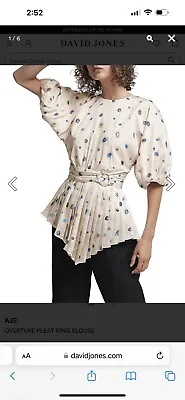 AJE Overture Pleat Ring Blouse BNWT Size 6 RRP$325 • $39.95
