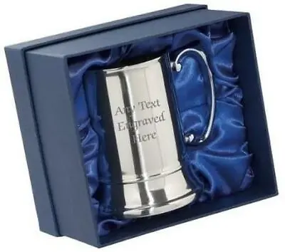 Personalised Stainless Steel US 1 Pint Tankard In A Silk Box Any Text You Want • £13.99