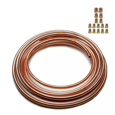 Copper-Coated Brake Line Tubing Kit 3/16In 25Ft Coil Roll W/ 16 Fitting • $14.24