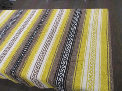£20 • Buy Mexican Blanket, Throw, Rug, Yellow Brown, Woven Stripe, Snuggle Blanket