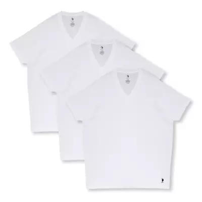 U.S Polo Assn. Men's White 3 Pack Tall V-Neck S/S T-Shirt (S01) • $23.10