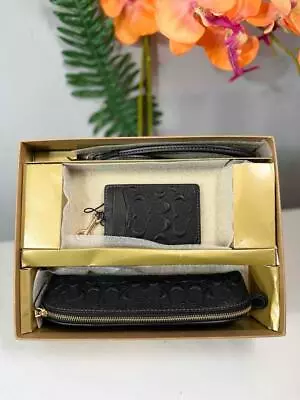 NWT COACH Signature Black Logo Prints Pencil Case And ID Lanyard Gift Set Boxed • $137.96