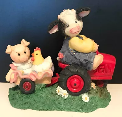 Mary's Moo Moos FARMER COW 'FRIENDS WILL NEVER STEER YOU WRONG' Figurine #319376 • $10