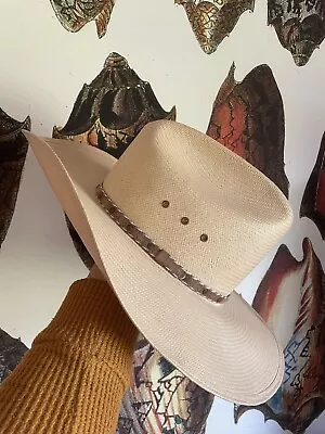 John B. STETSON COWBOY HAT 7X SHANTUNG Vintage COWBOY WESTERN STRAW HAT 7 Robin • $59.99