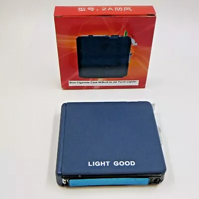 Blue Cigarette Ejection Case With Built In Jet Torch Lighter King Size USA Stock • $11.95