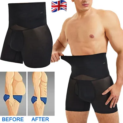 Mens Compression Boxer Slim Tummy Control Shorts Underwear Shaper Girdle Pants • £6.79