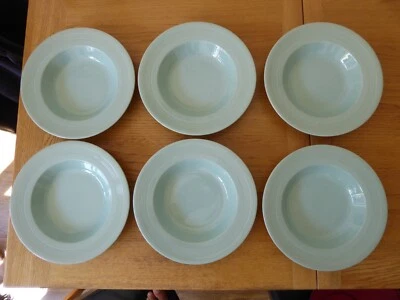 £40 • Buy 6 Woods Ware Beryl Green 10  Pasta/Soup Bowls - WW2 Utility Ware