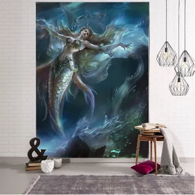 Mermaid Tapestry Psychedelic Deco Art Wall Hanging Bohemian Mandala Sea Daughter • $7.89