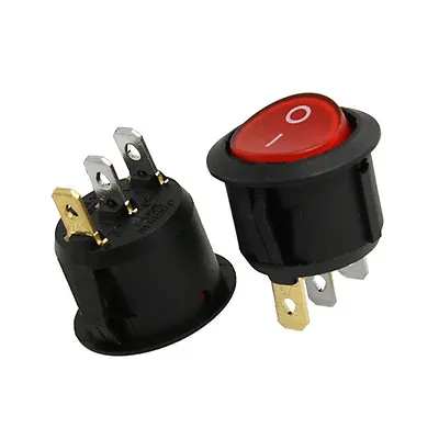 5pcs Red Light 3 Pin ON-OFF SPST Round Boat Rocker Switch 6A/250V 10A/125V AC  • $1.42