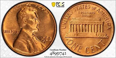 1968 D Penny PCGS GRADED MS 64 RED • $10