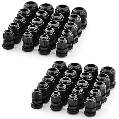 Cable Gland Kit Plastic Waterproof For Junction Box W/ Lock-Nut & Gasket 40 Pack • $24.63