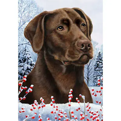 Chocolate Labrador Retriever Winter Berries Flag • $21.95