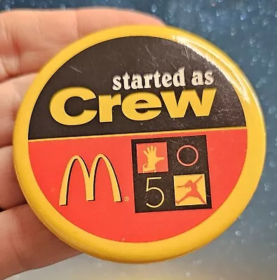 Mcdonalds Started As Crew Employee Pin Lapel Hat Apron Pin Back 2  Button Used • $7.77