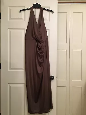 Vintage Victoria's Secret SZ L Bronze Long Halter Evening Dress • $39.99