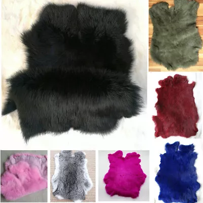 Natural Real Rabbit Fur Pelt Fluffy Tanned Leather Apparel Sewing DIY Fabric US • $9.49