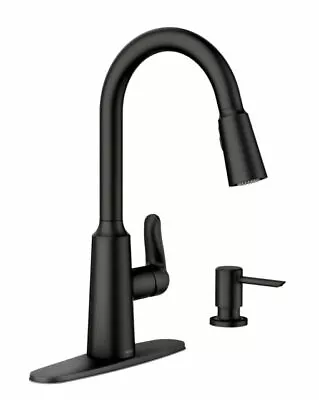 Moen Edwyn 87028BL  Pulldown Kitchen Faucet With Soap Dispenser Matte Black • $108