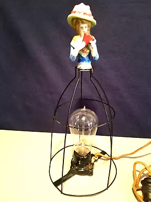 Antique Porcelain Half Doll Lamp W/ Original Bulb & Cord • $32.99