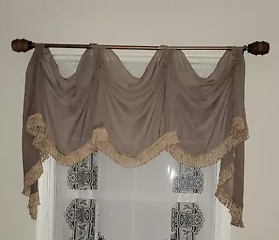 Victory Empire Swag Valances Taupe With Bullion Fringe - 3 Available  • $18